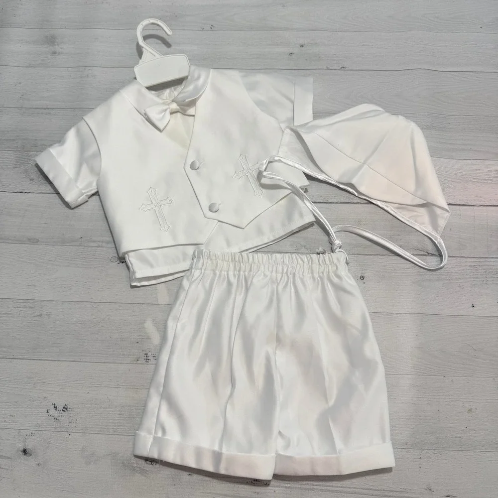 Angels New York baby boy white christening outfit